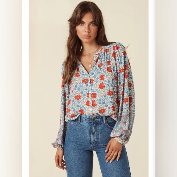 Spell Spell and The Gypsy Blue Floral Village Blouse in Sky Size XXS - Picture 1 of 7